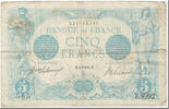 France 5 Francs Bleu, 1915-11-25, Fayette:2.33, KM:70 -