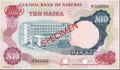 Nigeria 10 Naira Banknote, Undated (1973), Specimen, KM:17s -