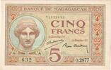 Madagascar 5 Francs Undated (1937), KM:35 -