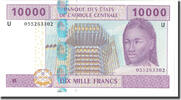 Central African States 10,000 Francs Banknote, KM:210U -