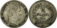 France 1/4 Franc Coin, Louis-Philippe, Paris, Silver -