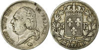 France 5 Francs Coin, Louis XVIII, Lyon, Silver, KM:711.4 -