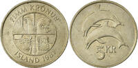 Iceland 5 Kronur Coin, Copper-nickel, KM:28 -