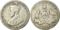 Australia Sixpence Coin, George V, Melbourne, Silver, KM:25 -