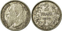 Belgium 2 Francs, 2 Frank Coin, Silver, KM:59 -