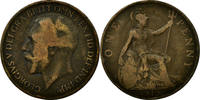 Great Britain Penny Coin, George V, Heaton, Bronze, KM:810 -