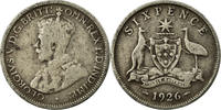 Australia Sixpence 1926 (m & sy) Coin, George V, Silver, KM:25 S+ 175.45 元  ＋  41.45 元 运费