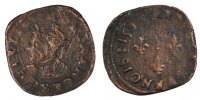 France Double Tournois Coin, Troyes, Copper, Duplessy:1186 -