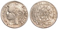 France 20 Centimes Coin, Cérès, Bordeaux, Silver, KM:758.3 -
