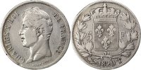 France 5 Francs Coin, Charles X, Nantes, Silver, Gadoury:644 -