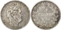 France 5 Francs Coin, Louis-Philippe, Paris, Silver -