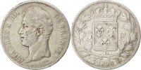 France 5 Francs Coin, Charles X, Lyon, Silver, KM:728.4 -