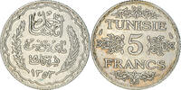 Tunisia 5 Francs Coin, Ahmad Pasha Bey, Paris, Silver, KM:261 -