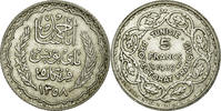 Tunisia 5 Francs Coin, Ahmad Pasha Bey, Paris, Silver, KM:264 -