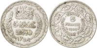 Tunisia 5 Francs Coin, Ahmad Pasha Bey, Paris, Silver, KM:264 -