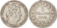 France 5 Francs Coin, Louis-Philippe, Rouen, Silver -