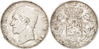 Belgium 5 Francs, 5 Frank Coin, Leopold I, Silver, KM:17 -