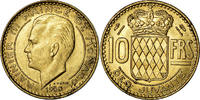 Monaco 10 Francs Coin, Rainier III, Aluminum-Bronze, KM:130 -