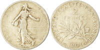 France 2 Francs Coin, Semeuse, Paris, Silver, KM:845.1 -