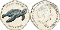 British Indian Ocean 50 Pence Coin, Tortues - Tortue verte -