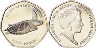 British Indian Ocean 50 Pence Coin, Tortues - Tortue olivâtre -