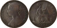 Great Britain Penny Coin, Victoria, Bronze, KM:755 -