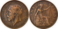 Great Britain Penny Coin, George V, Bronze, KM:810 -