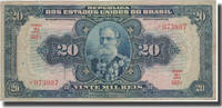 Brazil 20 Cruzeiros on 20 Mil Reis Banknote, Undated (1942), KM:127 -