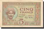 Madagascar 5 Francs 1937 Banknote, KM:35 VZ 367.74 元  ＋  41.42 元 运费