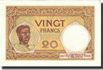 Madagascar 20 Francs 1937-1947 Banknote, KM:37 UNZ- 602.02 元  ＋  41.42 元 运费