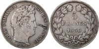 France 5 Francs Coin, Louis-Philippe, Marseille, Silver -