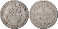 France 5 Francs Coin, Louis-Philippe, Paris, Silver -
