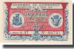 Algeria 1 Franc Banknote, Chambre de Commerce, 1918-03-09 -