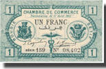 Algeria 1 Franc Banknote, Chambre de Commerce, 1915-04-17 -