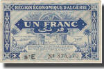 Algeria 1 Franc Banknote, valeur faciale, 1944-01-31 -