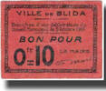 Algeria 10 Centimes Banknote, Ville, 1916-10-05 -