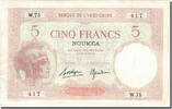 New Caledonia 5 Francs Banknote, Undated (1926), KM:36b -