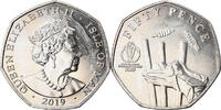 Isle of Man 50 Pence Coin, Stumping, Cupro-nickel -