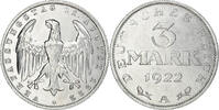 Weimar Republic 3 Mark Coin, GERMANY, WEIMAR REPUBLIC, Berlin, Aluminum, KM:28 -
