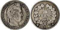 France 1/4 Franc Coin, Louis-Philippe, Rouen, Silver -