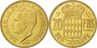 Monaco 20 Francs Coin, Cupro-Aluminium, KM:E27, Gadoury:140 -