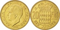 Monaco 20 Francs Coin, Cupro-Aluminium, KM:E27, Gadoury:140 -