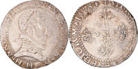 France Demi Franc Coin, Henri III, La Rochelle, Silver -