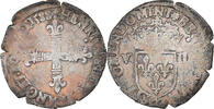 France 1/8 Ecu Coin, Henri III, Nantes, Silver, Sombart:4664 -
