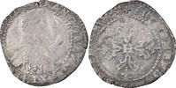 France Demi Franc Coin, Henri III, Bayonne, Silver -