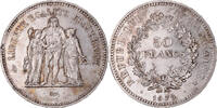 France 50 Francs Coin, Hercule, Paris, error clipped planchet -