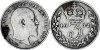 Great Britain 3 Pence 1902 Coin, Edward VII, Silver, KM:797.1 SS 117.14 元  ＋  41.42 元 运费