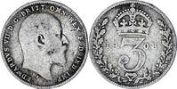 Great Britain 3 Pence 1908 Coin, Edward VII, Silver, KM:797.2 S 83.67 元  ＋  41.42 元 运费