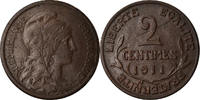 France 2 Centimes Coin, Dupuis, Paris, error struck thru -