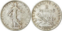 France 2 Francs Coin, Semeuse, Paris, Silver, KM:845.1 -